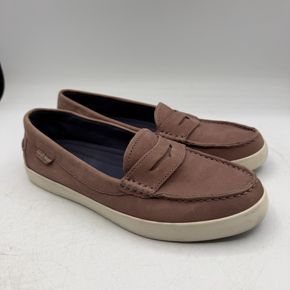 Cole Haan Nantucket Penny Loafers Womens 7.5 B Brown Suede Leather Shoes W13988